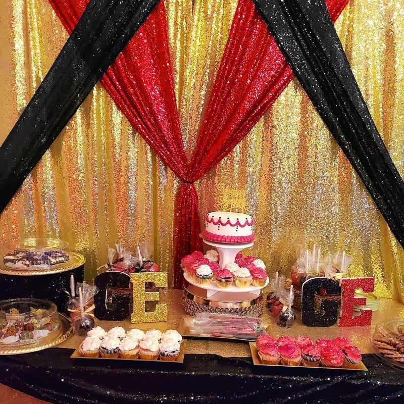 SoarDream Party Backdrop Curtains 2 Panels 2ftx8ft Red Sequin Backdrop Sparkly Glitter Fabric Backdrop Birthday Wall Decoration - Image 5